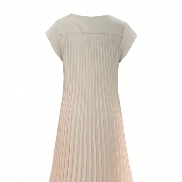 Apricot Casual Women's Solid Color Pleated Loose Spring/Summer Dress - Picture 3 of 4